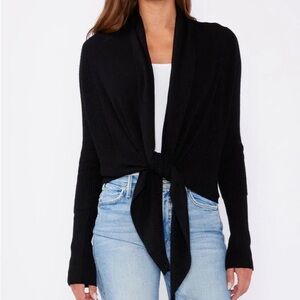 Apt 9 Black Women's Sweater Size XL Long Sleeve Tie Front Cardigan